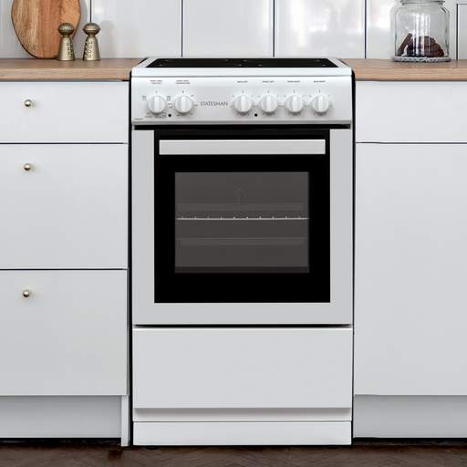 Statesman 50cm Single Cavity Electric Cooker with Ceramic Hob White - Image 2
