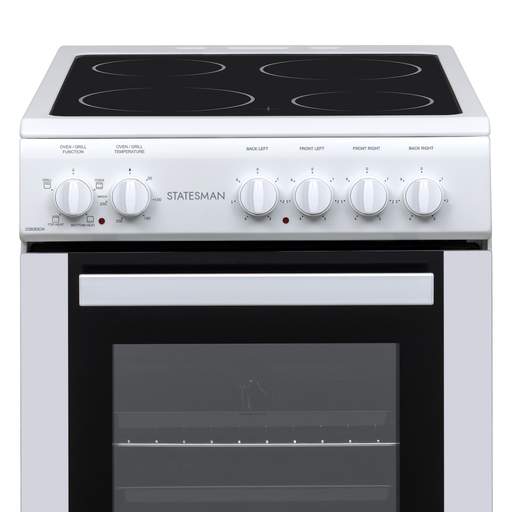 Statesman 50cm Single Cavity Electric Cooker with Ceramic Hob White - Image 3
