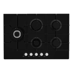 Statesman 75cm 5 Zone Gas Hob Glass Black