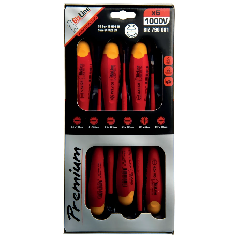 Bizline I-SLIM Screwdrivers Set 1000V Insulated- Slotted/PZ - 6 Piece - Image 4