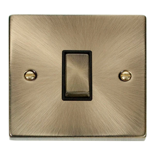 Plate Switch 1 Gang Intermediate 10A Antique Brass Black Insert Victorian - Image 2