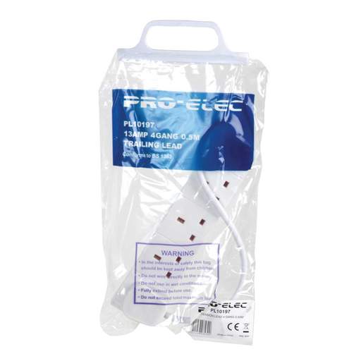 Pro Elec 0.5M 4 Gang 13 AMP Extension Lead - Image 3