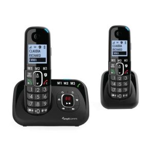 Amplicomms 2 Pack Big Button 1582 Voice DECT Phone Black