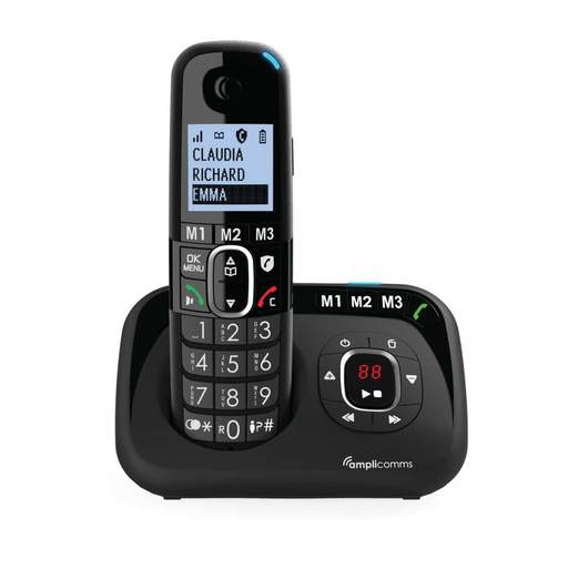 Amplicomms Big Button 1580 Voice Portable DECT Phone Black
