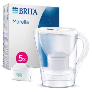 Brita 2.4L Marella Water Filter Jug with 5 Cartridges White