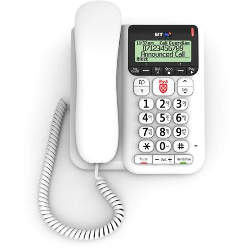 British Telecom Decor 2600 Corded Telephone With Premium Call Blocking White
