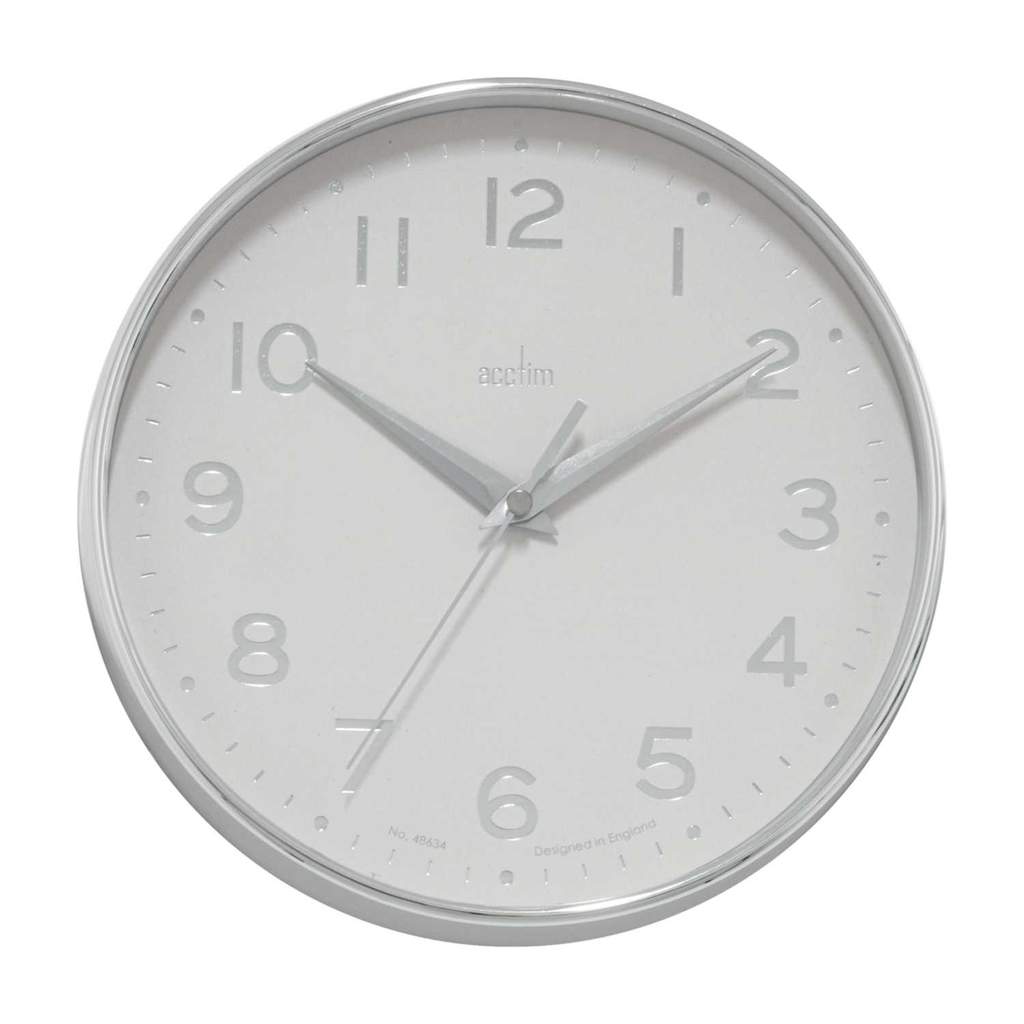 Acctim Rand Wall Clock Chrome & White - Image 2