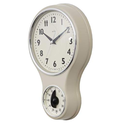 Acctim Kitchen Time Retro Wall Clock with Timer Cream - Image 3