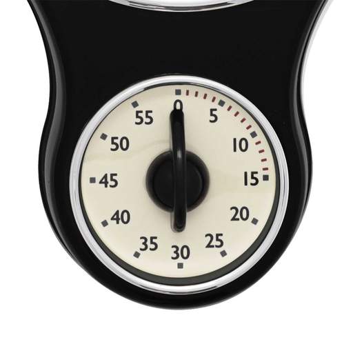 Acctim Kitchen Time Retro Wall Clock with Timer Black - Image 2