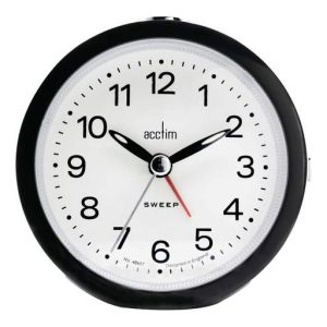 Acctim Elana Non-Ticking Analogue Alarm Clock Black