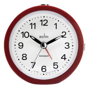 Acctim Elana  Non-Ticking Analogue Alarm Clock Red