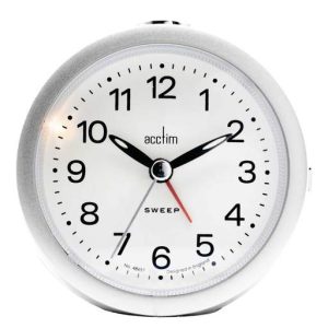 Acctim Elana  Non-Ticking Analogue Alarm Clock Silver