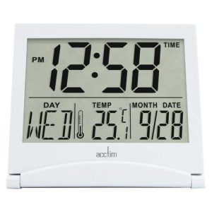 Acctim Mini Flip 2 LCD Alarm Clock White