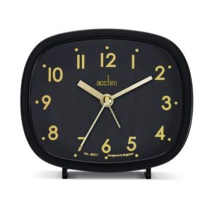 Acctim Hilda Retro Non-Ticking Alarm Clock Black