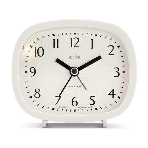 Acctim Hilda Retro Non-Ticking Alarm Clock White - Image 4