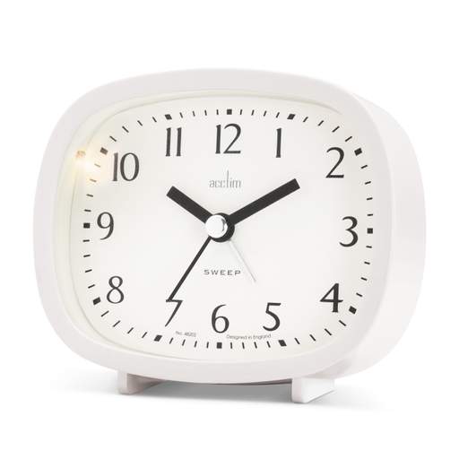 Acctim Hilda Retro Non-Ticking Alarm Clock White - Image 3