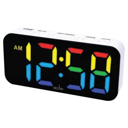 Acctim Jaxon LED Colour Change Alarm Clock White