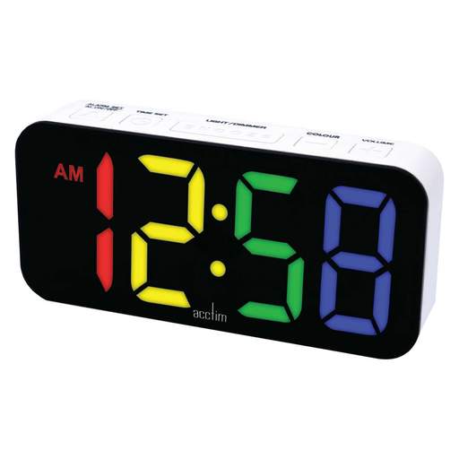 Acctim Jaxon LED Colour Change Alarm Clock White - Image 2