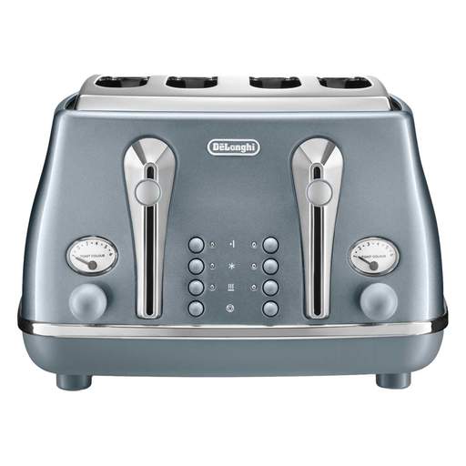 Delonghi 4 Slice Icona Metallics Toaster Ice Blue