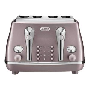Delonghi 4 Slice Icona Metallics Toaster Pink