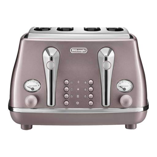 Delonghi 4 Slice Icona Metallics Toaster Pink