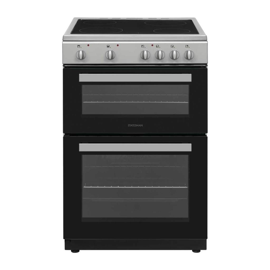 Statesman 60cm Double Oven Electric Ceramic Cooker Silver - Image 3