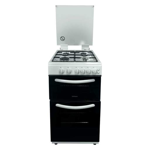 Statesman 50cm Glass Lid Twin Cavity Gas Cooker White