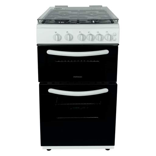 Statesman 50cm Glass Lid Twin Cavity Gas Cooker White - Image 2