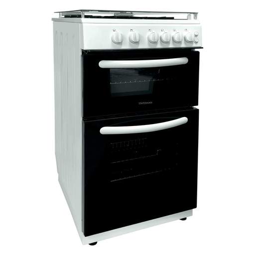 Statesman 50cm Glass Lid Twin Cavity Gas Cooker White - Image 3