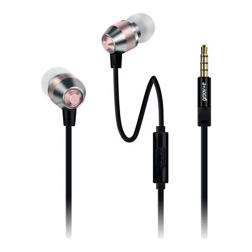 Groove Smart Buds Metal Earphones with Remote MIC Rose Gold - Image 4