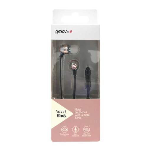 Groove Smart Buds Metal Earphones with Remote MIC Rose Gold - Image 3