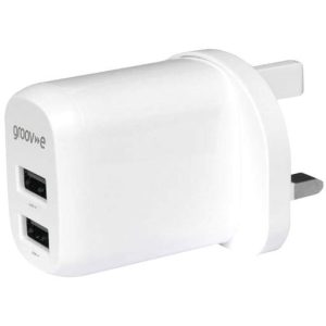 Groove Dual USB-A Mains Charger 12W - White