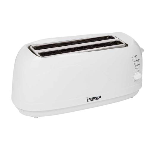 Igenix White Plastic Long Slot 4 Slice Toaster