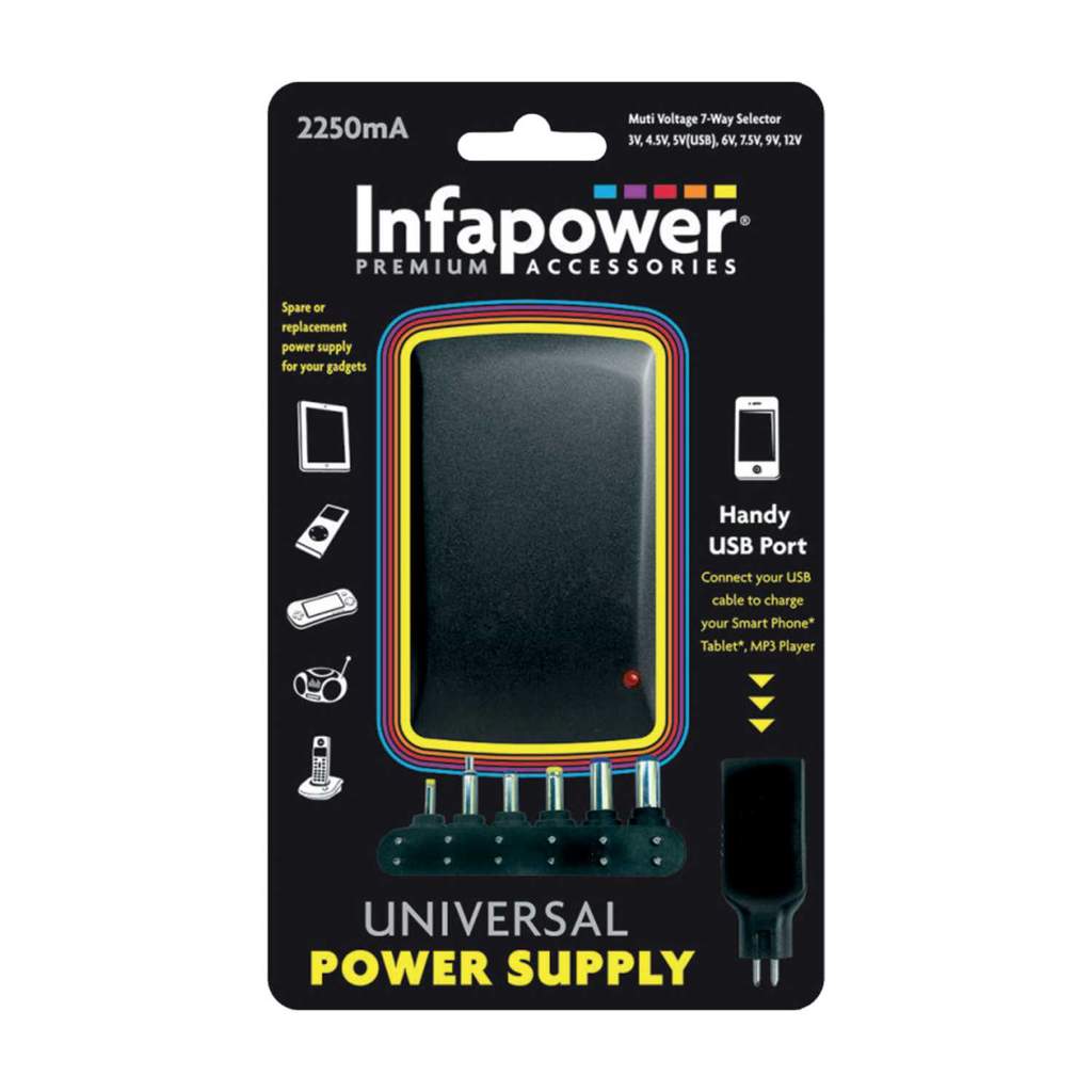 Infapower 2250mA 7-Way Universal Power Supply AC/DC Adapter - Image 2