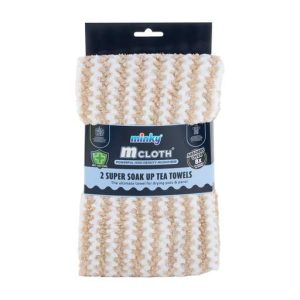 Minky 2 Pack Super Soak Tea Towels Beige