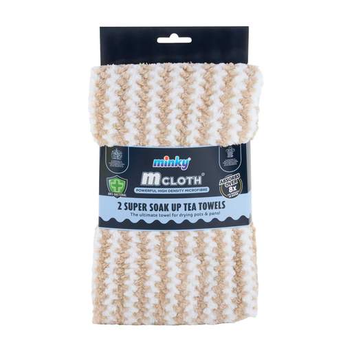 Minky 2 Pack Super Soak Tea Towels Beige