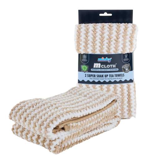 Minky 2 Pack Super Soak Tea Towels Beige - Image 2