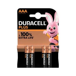 Duracell 1.5V AAA Plus Power Alkaline Battery 100% Extra Life (Pack of 4)