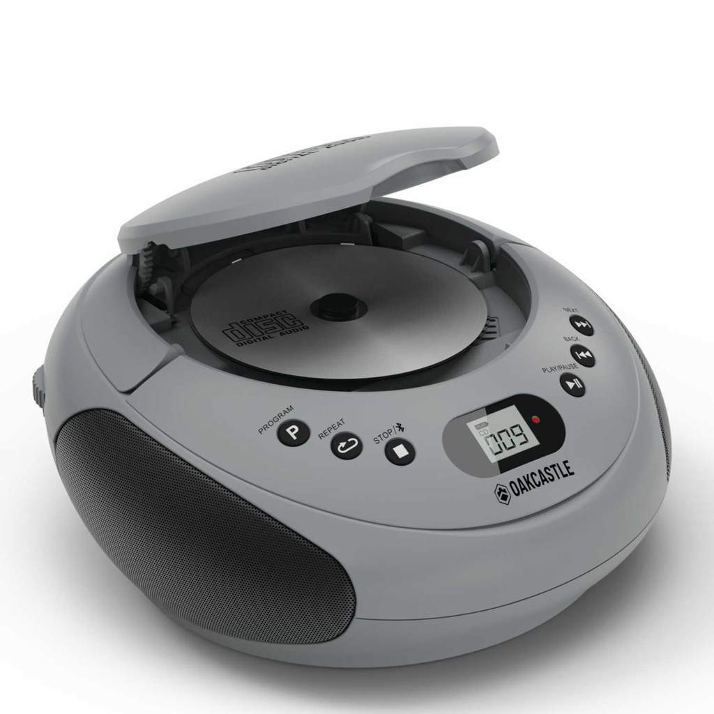 Oakcastle Bluetooth Boombox with FM Radio and CD Player Silver - Image 2
