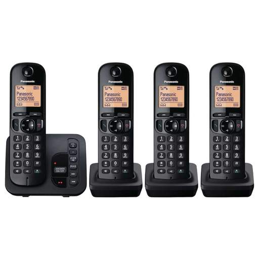 Panasonic Quad Dect Call Block Telephone with Answer Machine Black
