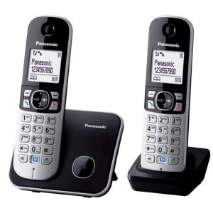 Panasonic Twin Dect Cordless Telephone Eco Mode Black and Silver