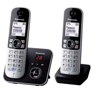 Panasonic Twin Dect Telephone with Answer Machine Eco Mode Black and Silver