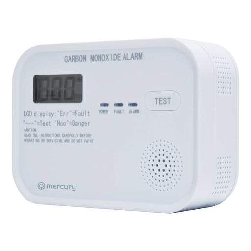 Mercury LCD Display Carbon Monoxide Alarm White