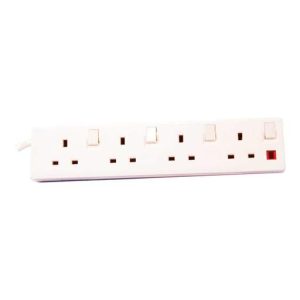 Tower 13A 2m 230V 4 Gang Extension Lead White