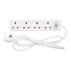 Tower 2m 4 Gang Surge Protected Extension Lead White