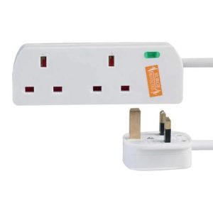 Pro Elec 13A 5m 2 Gang Surge Protected Extension Lead White