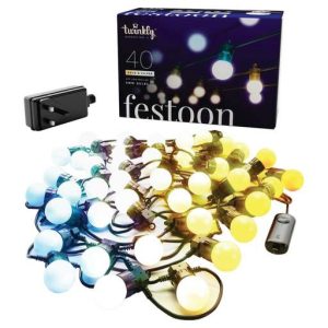 Twinkly 0.5m Festoon Lights Extension Kit 40 AWW G45 Bulbs