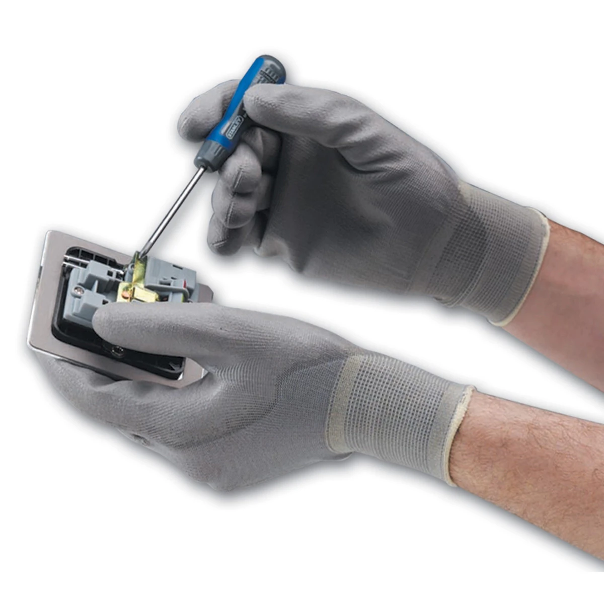 Gloves Polyflex Seamless Knitted Tear Resistance Size 9 Grey - Image 3