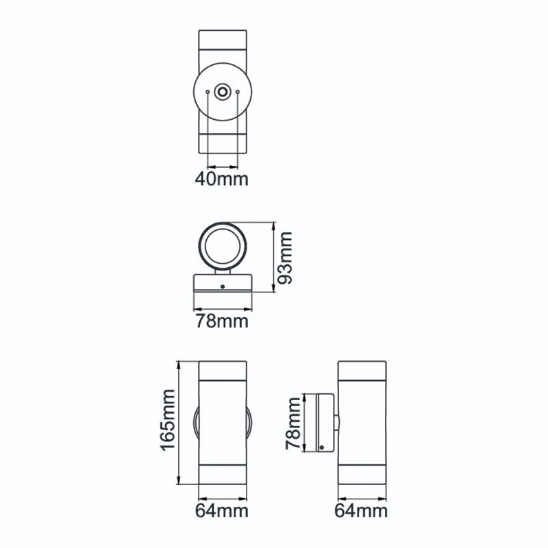 GU10 Black Aluminium Wall Light Up/Down IP65 less lamps - Image 4