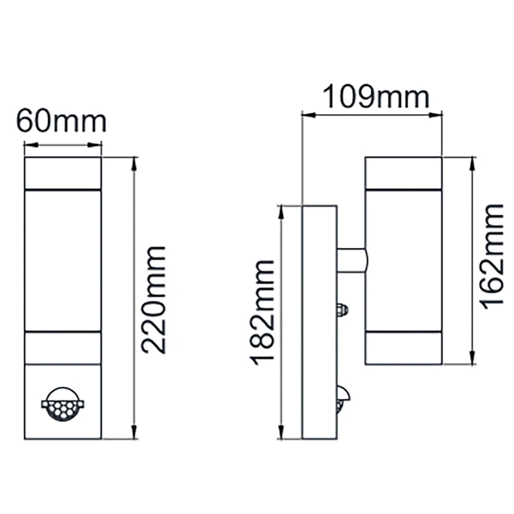 KSR KSR1341 Tulua III 35W GU10 PIR Stainless Steel Up and Down Double Wall Light - Image 4
